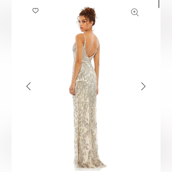 Mac Duggal 5107 Embellished Gold Leaf Long Evening Gown - Picture 2 of 16